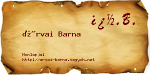 Árvai Barna névjegykártya