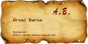 Árvai Barna névjegykártya
